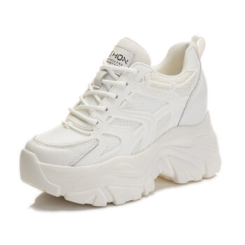 卓诗尼老爹鞋女ins内增高小白鞋女秋季新款百搭8cm厚底休闲运动鞋白色