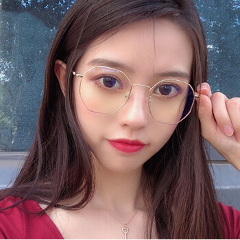 霄杰新品多边形细边眼镜框韩版多边形眼镜框女复古圆脸学生男平光镜潮