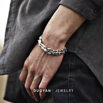 van crude annora霸气龙头手链男潮嘻哈龙鳞纹龙骨手链复古街头学生