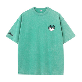 malbon夏季高尔夫服装服装男女t恤水洗做旧运动球衣短袖t恤草绿色s