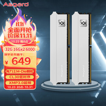 阿斯加特（Asgard）32GB(16Gx2)套 DDR5 6000频 台式机内存条 钛银甲--弗雷【C30】