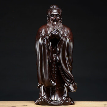 一木代传 木雕孔子摆件孔子雕像助学业实木雕刻工艺品教师节礼物学校
