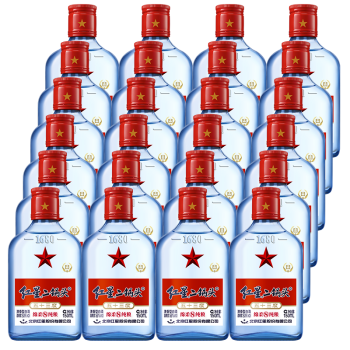 红星（RED STAR）【酒厂直发】北京红星二锅头53度蓝瓶绵柔8纯粮150ml 24装清香型