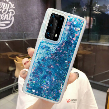 动态闪粉荣耀80/70/60/50手机壳x40液体华为x30流沙v30女款pro套 蓝色