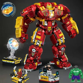 兼容乐高积木钢铁侠反浩克机甲机器人巨大男孩拼装积木玩具6-12 