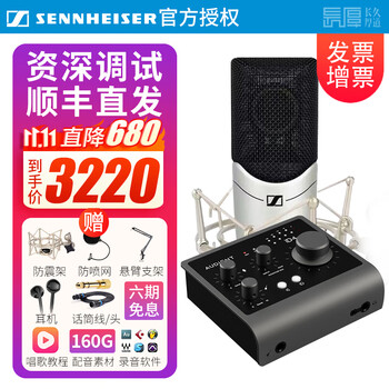 sennheiser森海塞尔MK4电容麦克风话筒手机K歌直播声卡套装录音电台配音设备 MK4+Audient ID4 2代声卡套装 标配