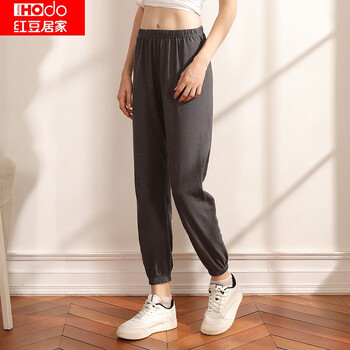 红豆居家防蚊裤女春夏纯棉薄款收口长裤宽松束口弹力女款全棉家居休闲