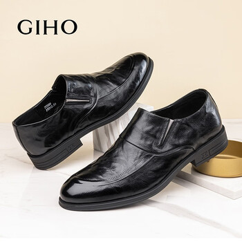 杰豪杰豪秋季新款皮鞋男商务正装休闲羊皮棕色轻便结婚新郎真皮男鞋