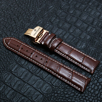 【官方旗舰】百达翡丽手表表带pp带 原装真表皮牛皮男女款 蝴蝶扣表链