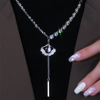 韩生生年新款潮秋冬毛衣链女轻奢小众设计感网红项链配饰银色项链