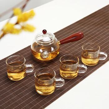 茶具泡花茶水晶茶壶杯子冲茶器套装家用 玻璃侧把一壶4杯【图片 价格