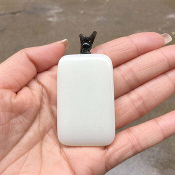 苏诗歆平安无事牌新疆和田玉米达料牌子白玉玉石吊坠男女方牌玉牌可