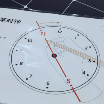 西越图 原创学生练字钟表盘板儿童纠正握笔姿势防勾手腕时钟图左手练