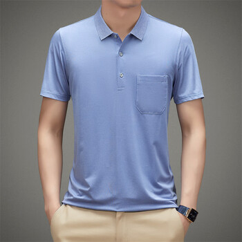 才子依佳中年男士夏季薄款上衣爸爸夏装中老年短袖t恤男冰.