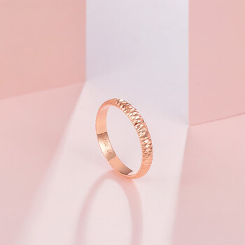 18k金戒指女多彩新款玫瑰金彩金车花菱面尾戒指环素圈 11号