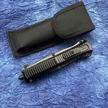 弹簧自动伸缩刀户外随身防身小水果手柄直出弹出快递跳动手柄铝合金