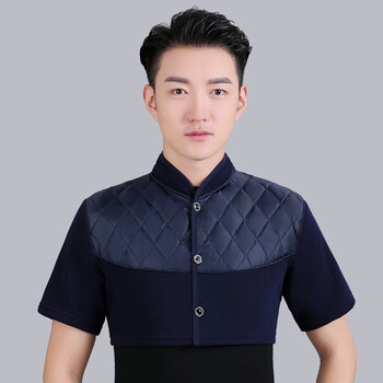 男士护肩保暖男保暖睡觉护肩膀爸爸中老年人颈椎坎肩秋冬季防寒 藏青