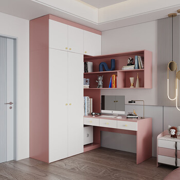 易拾家居旗舰店衣柜书桌一体转角电脑桌书柜卧室家用组合拐角学习桌