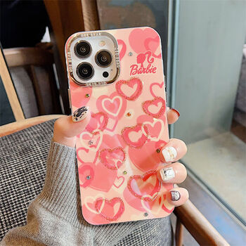 粉色爱心小众高级感iphone15promax苹果14手机壳131112女iphone11电镀