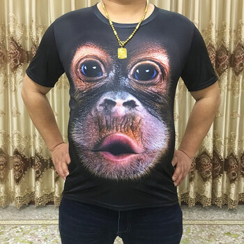 短袖男夏季个性恶搞3d动物卡通短t恤胖子大码衣服半截袖衫 大猩猩短袖