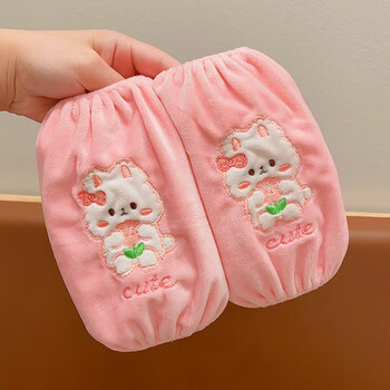 清寻儿童刺绣卡通袖套男童女童秋冬防污耐脏护袖婴儿宝宝毛绒保暖袖头