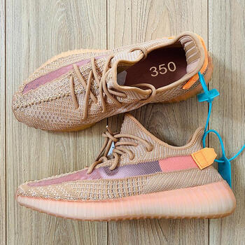 ck品牌椰子鞋350天鹅白满天星情侣跑步透气休闲鞋男女软底 美洲珊瑚橙