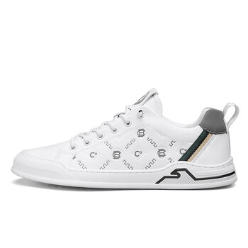 vockoo鞋子男夏季透气男士休闲牛皮英伦风男士休闲鞋 天鹅白 42