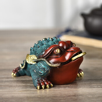 卡邦奥赚钱金蟾铜摆件三足金蝉店铺开业礼品家居客厅汽车装饰品图片色