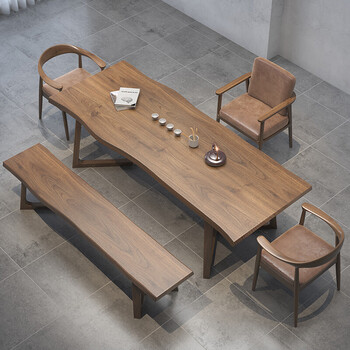 向发轻奢品牌简易茶桌实木茶台办公室茶桌椅组合原木时尚简约现代茶桌