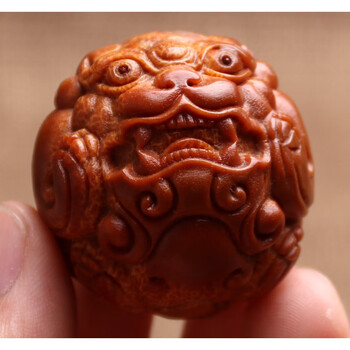 芈大福 大榄大手球貔貅把件印尼大橄榄核雕刻文玩手把件手揉球一对男