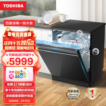 东芝（TOSHIBA）15套四星消毒 独嵌两用 双泵变频热风环流干燥 一级水效 全自动家用 洗碗机A5