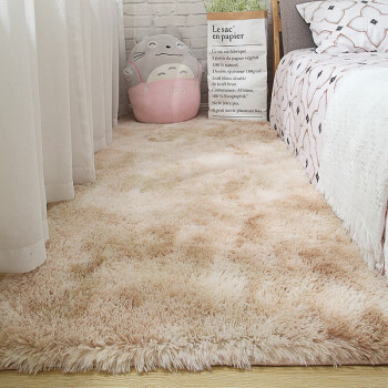 黛恒 地毯 卧室北欧垫子加厚长毛绒床边毯地毯客厅茶几毯爬行垫 渐变卡其色70*160cm