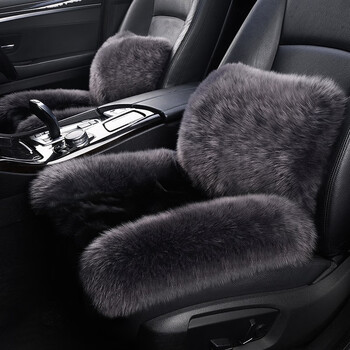 皮毛一体冬季狐狸毛汽车坐垫长羊毛座垫长毛保暖坐垫毛绒车垫三件套无