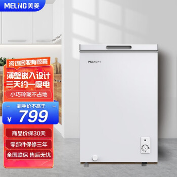 美菱(MELING)100升单温冰柜 一级能效冷藏冷冻转换柜 变温柜卧式冰箱 保温纤薄机身静音 BC/BD-100DTQ