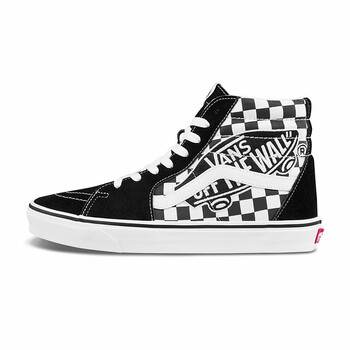vans范斯官方 黑色棋盘格滑板元素复古男女sk8-hi板鞋 黑色 43