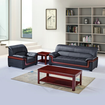 帮耐办公沙发办公室沙发茶几组合简约现代商务沙发 西皮3+1