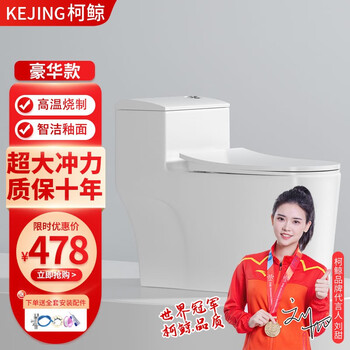 柯鲸卫浴家用马桶坐便器大冲力超漩虹吸式静音连体座便器小户型马桶 豪华款 8.0大管道+大冲力