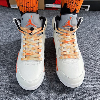 适配air5 retro 白橙 扣碎aj5橙色渐变泼墨夜光鞋带 银河星空渲染黄