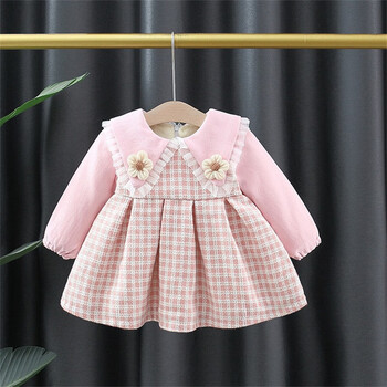 维泊茵个性时髦童装儿童裙子2022秋冬季新款八个月婴儿韩版蝴蝶结长袖