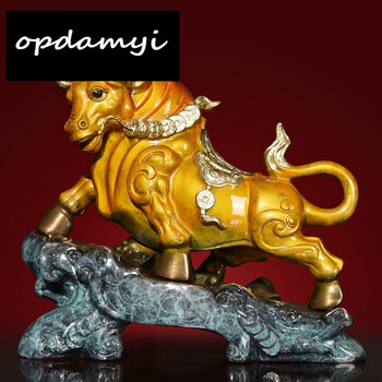 opdamyi纯铜铜牛摆件创意扭转乾坤拓荒牛风水摆设新中式客厅办公室