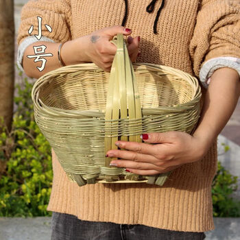 特价处理高端轻奢涵酷纯手工编制手提竹篮竹编菜篮子环保购物篮收纳筐