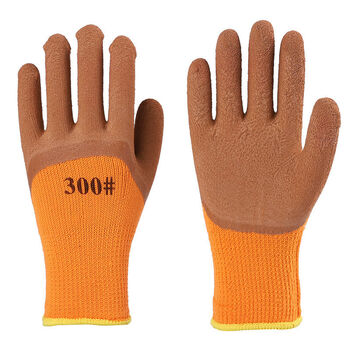 加厚加绒橡胶乳胶劳保手套防滑耐磨保暖工地干活工作手套批发自玺加绒