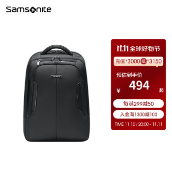 Samsonite/新秀丽双肩包男 商务时尚简约电脑包轻盈超大容量男士背包BP0 BP0010黑色