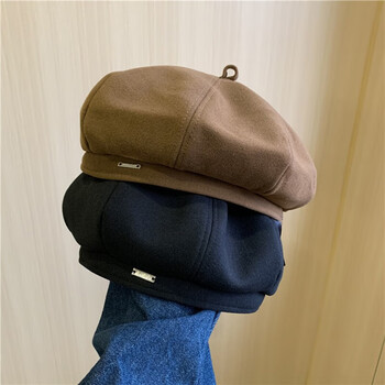 凡霖fanlin日系贝雷帽子女春秋新款冬季ins网红蓓蕾帽大头围复古焦糖