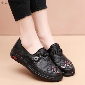 老太太鞋女奶奶鞋春秋新款软底防滑轻便妈妈鞋透气舒适老太太鞋黑色35