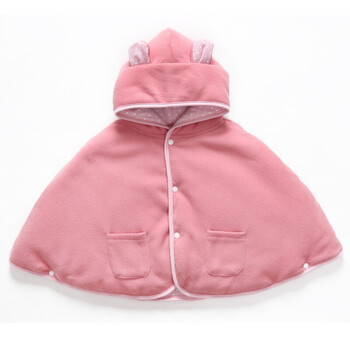 婴儿披风斗篷秋冬装加厚男女童外套冬季宝宝风新生婴幼儿外出服 粉红