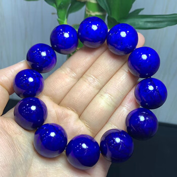 原矿阿富汗青金石手链老料青微白微金单圈手串水晶情侣女 收藏级老料