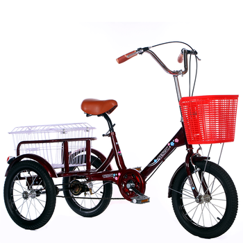 腾鹰三轮车小型三轮车老人三轮车男女脚踏自行车脚蹬三轮车大人儿童两用透明红后菜筐14寸 图片价格品牌报价 京东