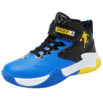 邦塞斯儿童篮球鞋2022秋季新款防滑软底耐磨高帮运动鞋男童鞋子蓝色31