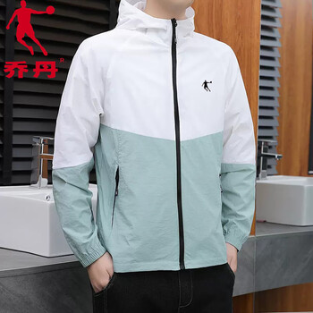 乔丹防晒衣男士2023夏季新款速干透气衣服户外钓鱼外套潮连帽夹克 豆